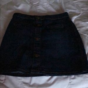 Blue jean skirt with gold buttons